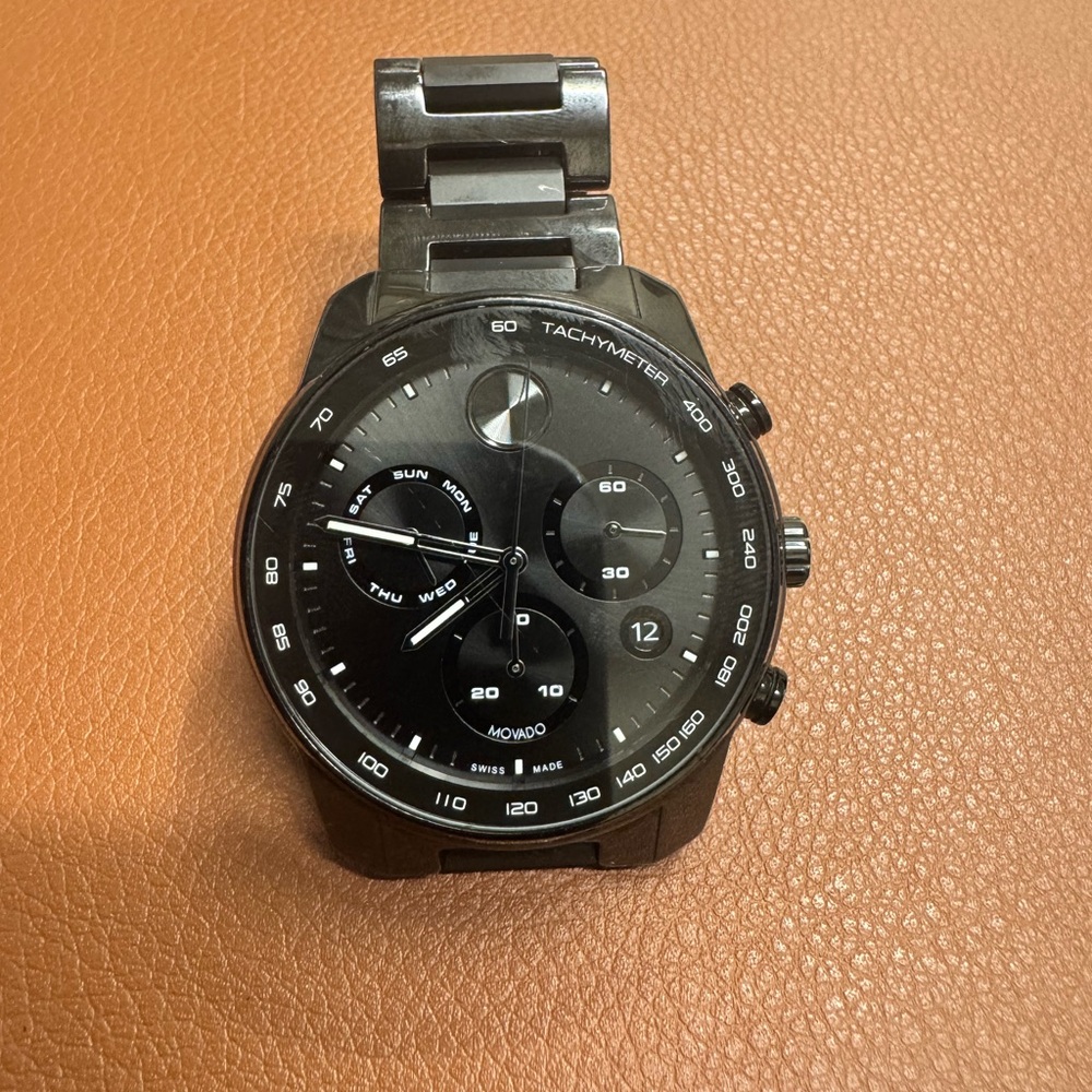 Movado BOLD Verso Chronograph Black Ceramic Watch 44mm-3601103